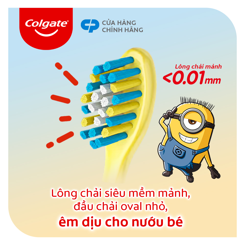 Combo 2 Bàn chải đánh răng Colgate Minion và Kem đánh răng Colgate Kid Free From bé 3-5 tuổi