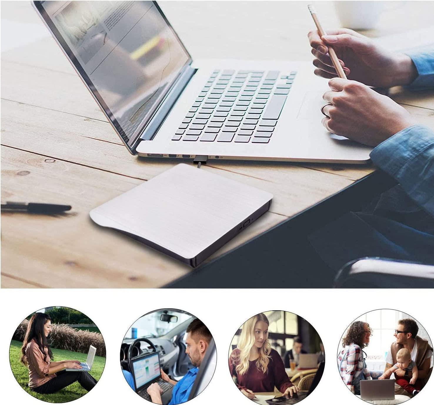Ổ đĩa CD/DVD USB 3.0 USB, Ultra SLIM Portable DVD khắc, trình phát CD bên ngoài cho Windows 10/8/7/XP/Vista, Laptop, Mac,  Air/Pro, Desktop, PC