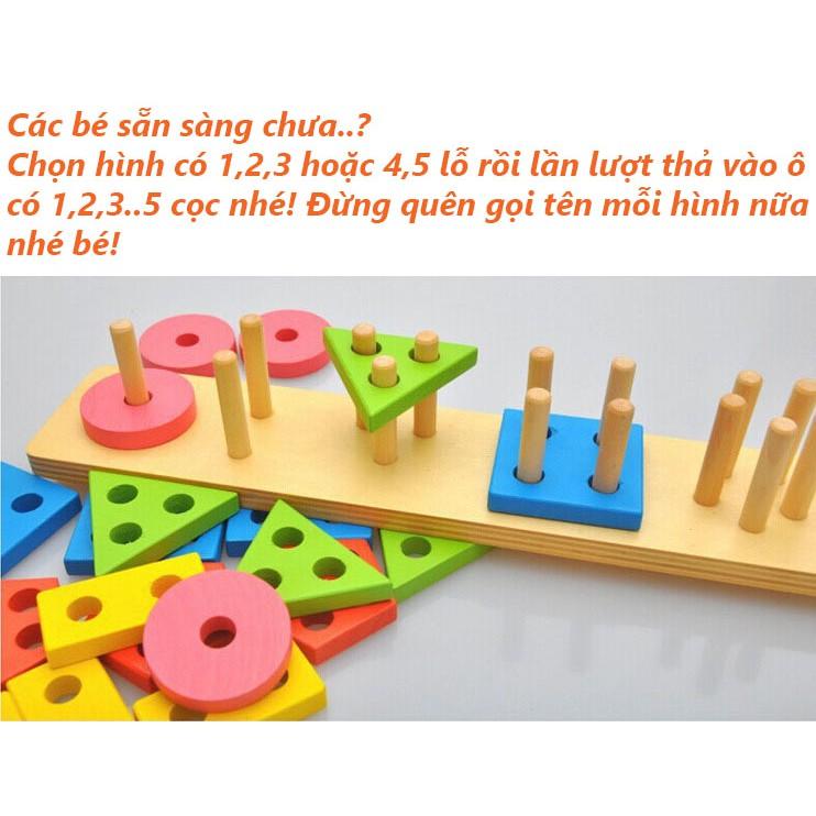 Đồ chơi gỗ Bộ Thả Cọc Phân Loại Hình Khối 3D - Nhiều Mẫu