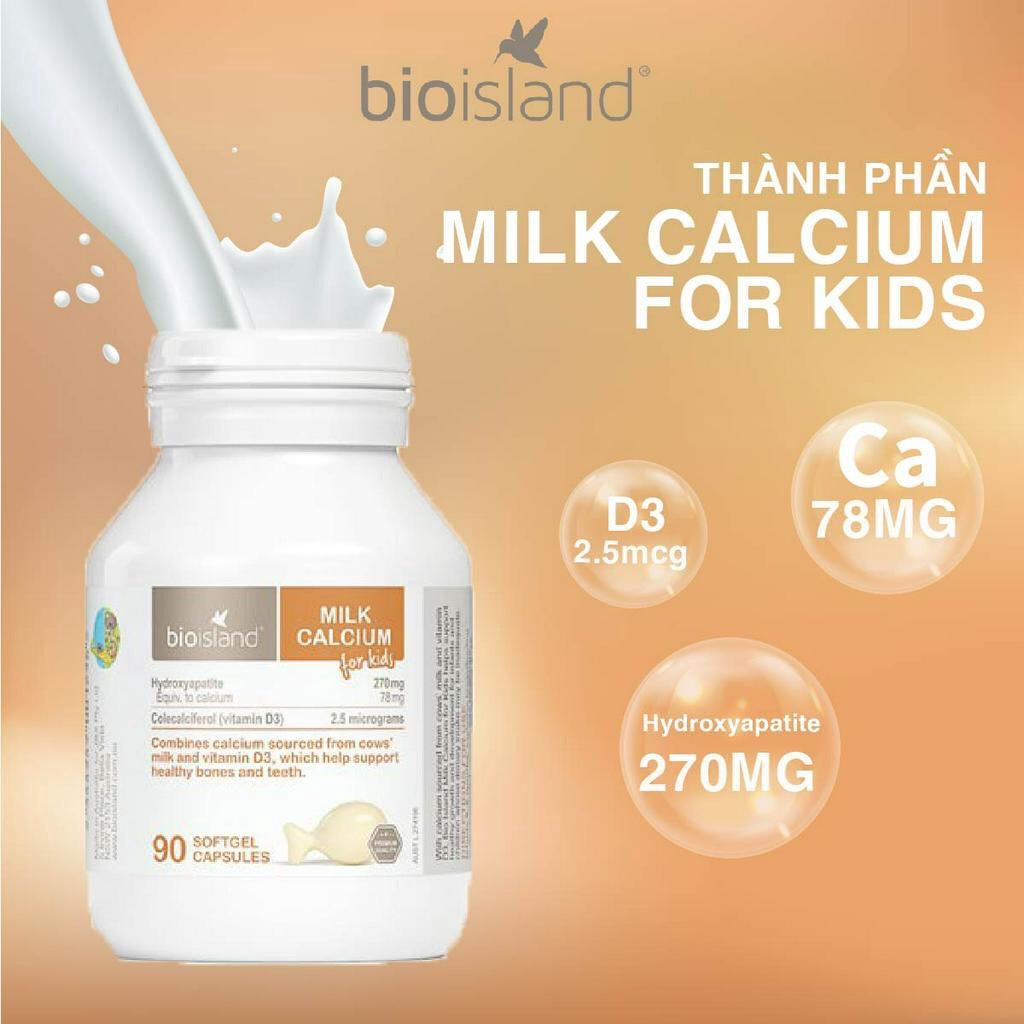 Viên uống Bio Island Milk Calcium cho bé giúp chắc khỏe hệ xương và răng 90 viên của Úc