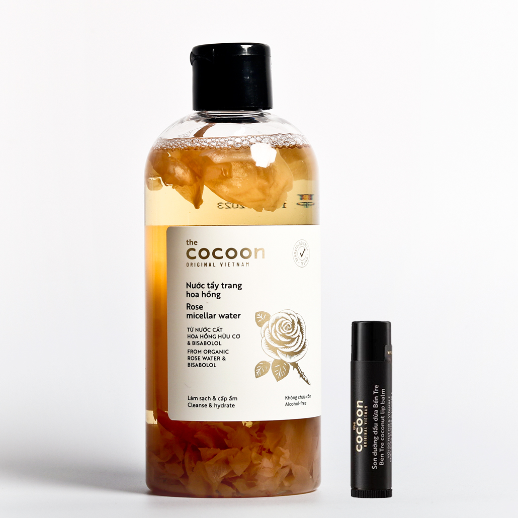 Combo nước tẩy trang hoa hồng cocoon 300ml + Son dưỡng môi cocoon 5g