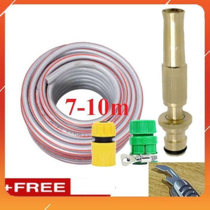 Bộ dây vòi xịt bơm nước tưới rửa , tăng áp 3 lần, loại 7m, 10m 206587 cút sập,nối vàng + mở chai