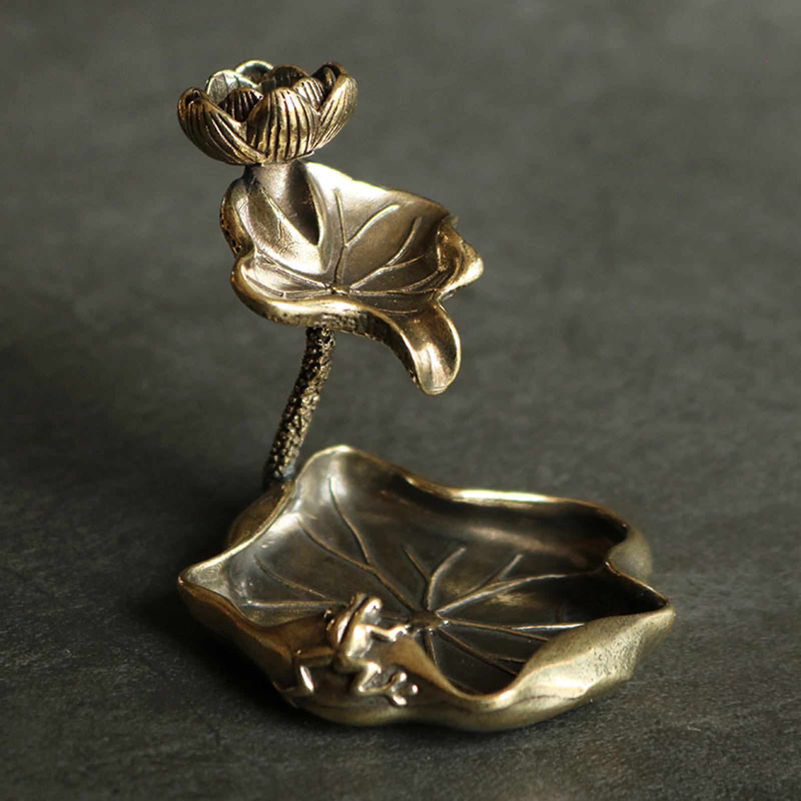1 Piece Holder Pond Lotus Leaf Brass Antique Decor Reflux for Home