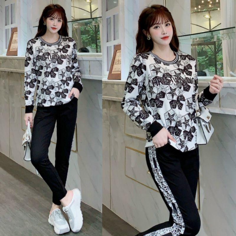 SÉT BỘ THỜI TRANG PHỐI HỌA TIẾT TAY DÀI