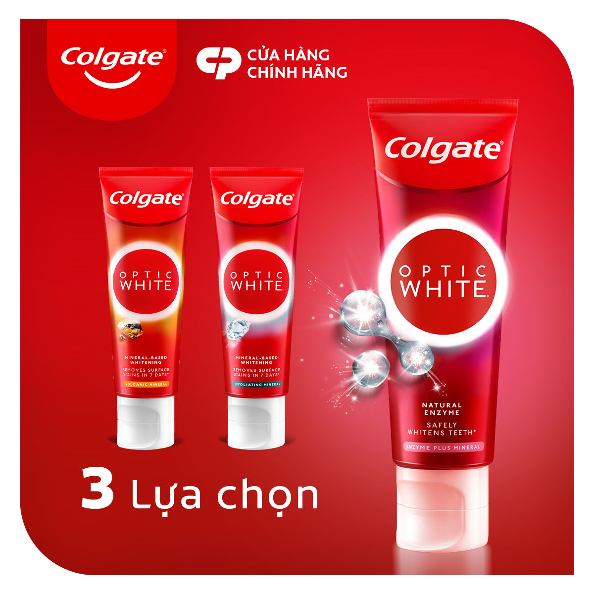 Bộ 3 Kem Đánh Răng Colgate trắng răng Enzyme Plus Mineral làm trắng răng an toàn 80g/tuýp