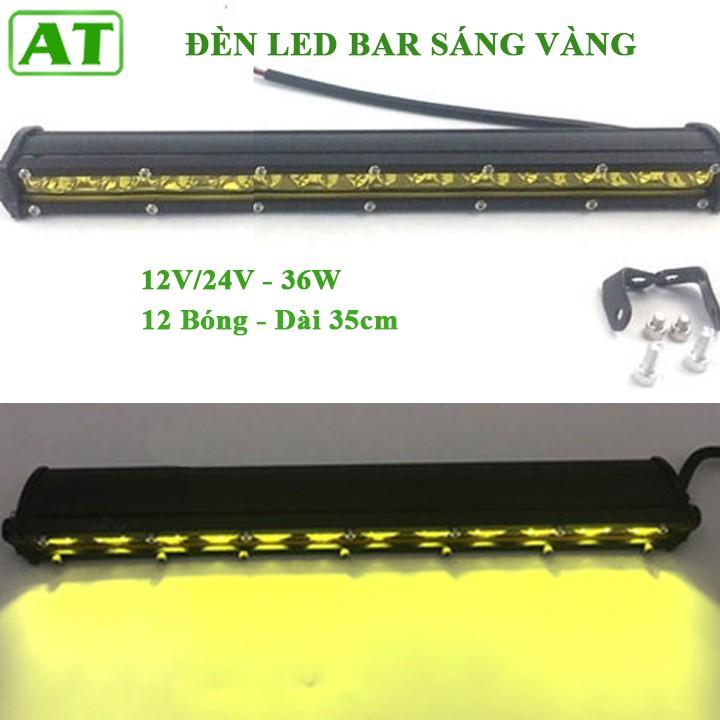 Đèn Led Bar Trợ Sáng 12 Bóng 36W Dài 35cm Ánh Sáng Vàng