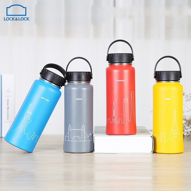 Bình Giữ Nhiệt Lock&amp;Lock RigaTumbler màu xám LHC4160GRY dung tích 897ml - Hàng chính hãng, thép không gỉ - JoyMall
