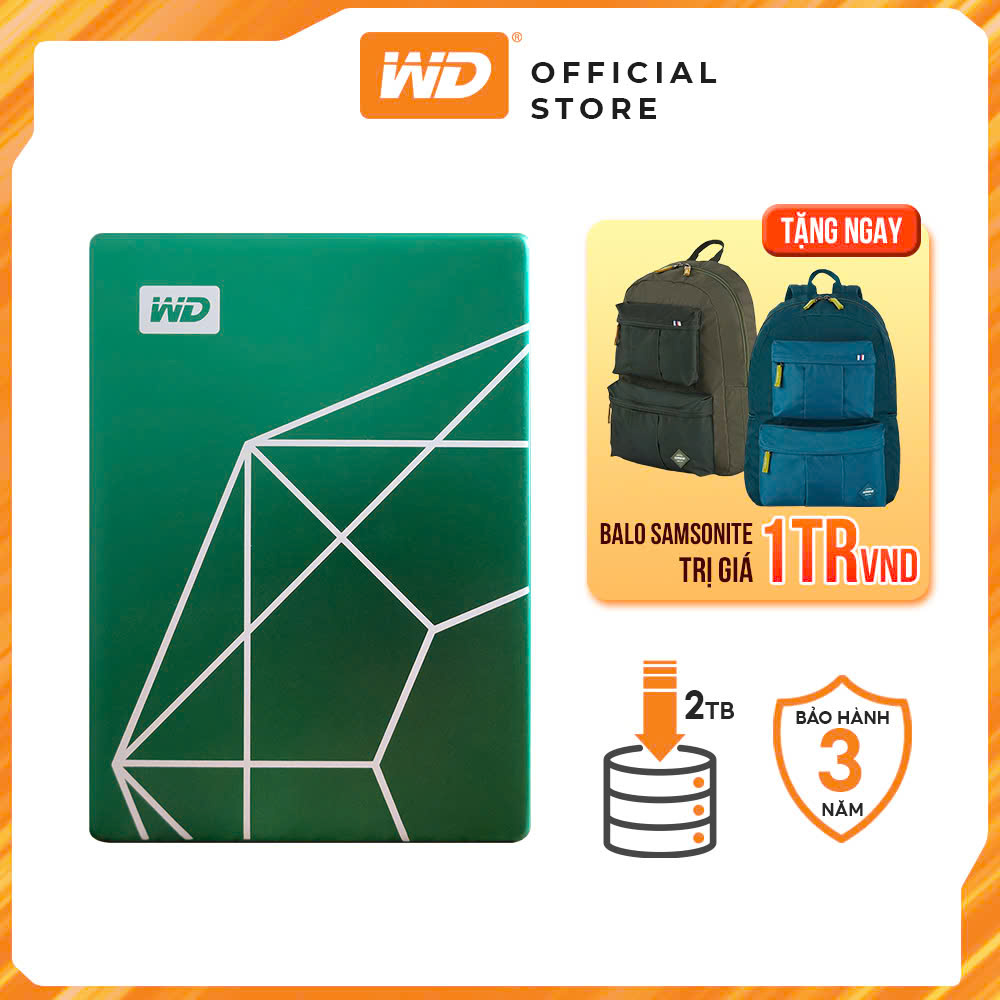 Ổ cứng di động HDD WD My Passport Ultra Green Limited dung lượng 2TB USB 3.2 Gen 1 hàng chính hãng
