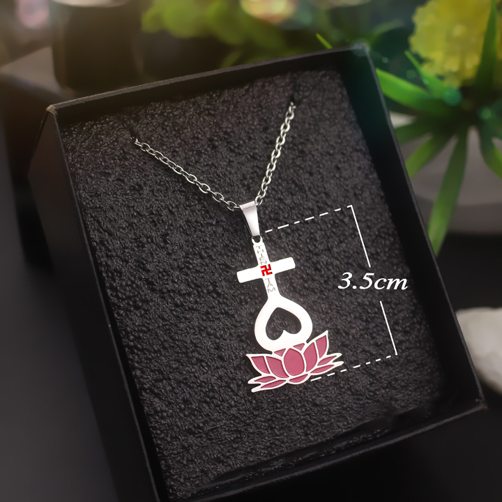 Dây chuyền Thiên Tâm đế sen hồng may mắn WDC099