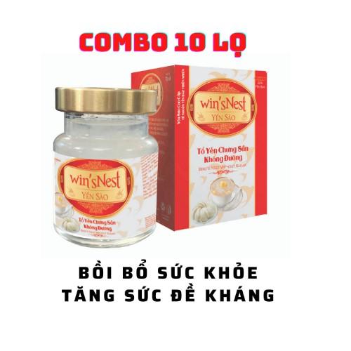 Combo 10 lọ Yến Sào cao cấp win'snest Tổ Yến Chưng Sẵn Không Đường 20% (70 ml/ lọ) kèm túi xách