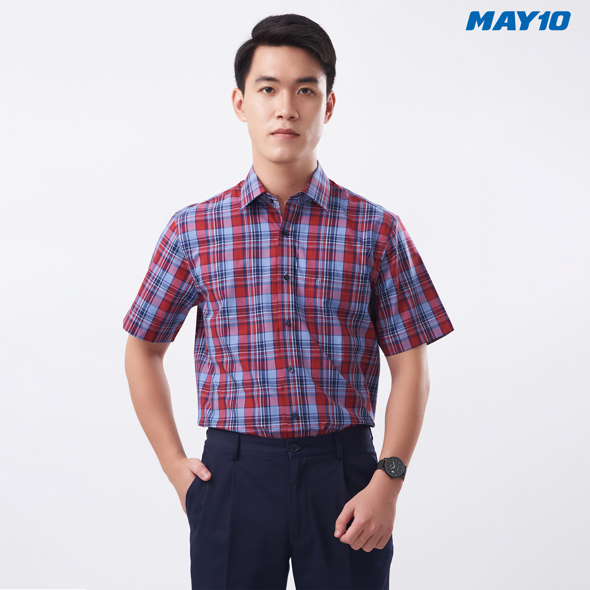 Áo sơ mi nam cộc tay May 10 form Regular mã 010121142LT MK326