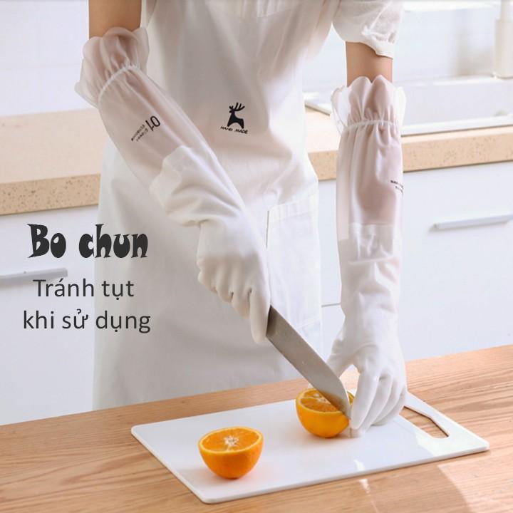 Đôi găng tay cao su siêu dai lót nỉ con hươu chống hao mòn bảo vệ đôi tay 00220