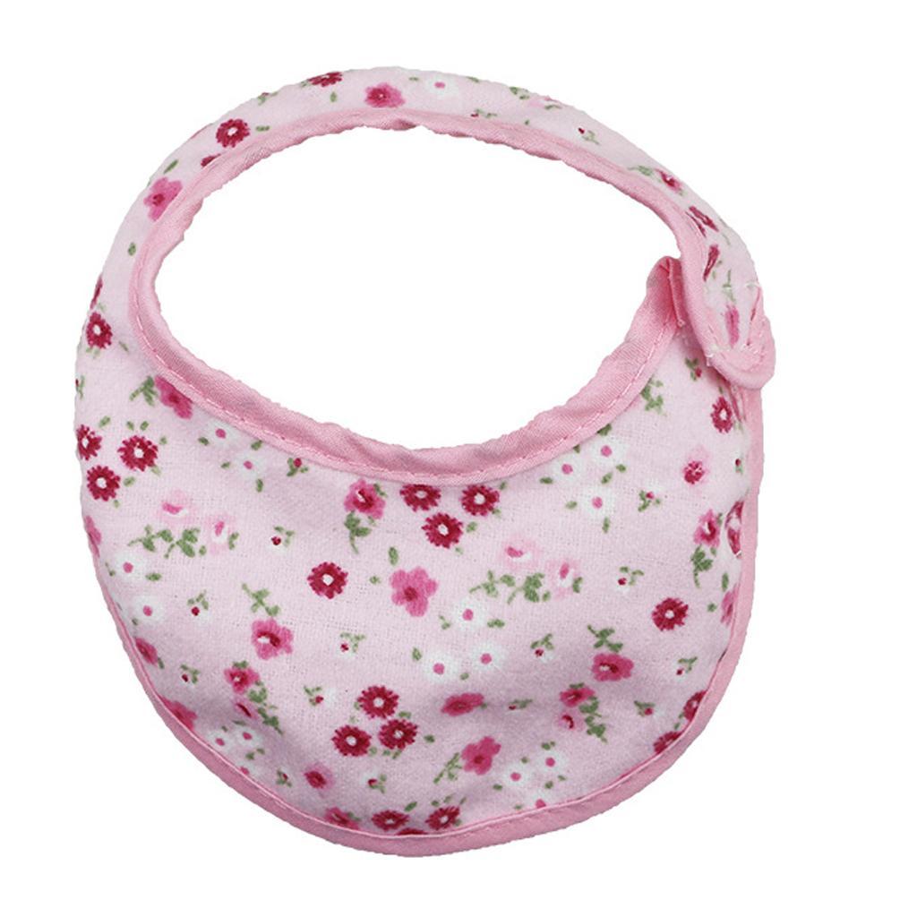 Pretty Baby Doll Bib Burp Set Little Flowers Printed Saliva Bib for 18'' Zapf Doll Pink