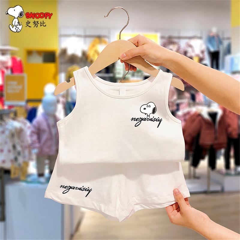 Đồ Bộ Ba Lỗ Bé Trai Bé Gái Mặc Đều Xinh, Bộ Sát Nách In Hình Chú Chó Snopy Cực Xinh Chất Cotton Cho Bé Từ 7-28kg