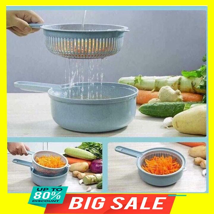 Bộ dụng cụ nạo bào rau củ lúa mạch kiêm rổ và chậu