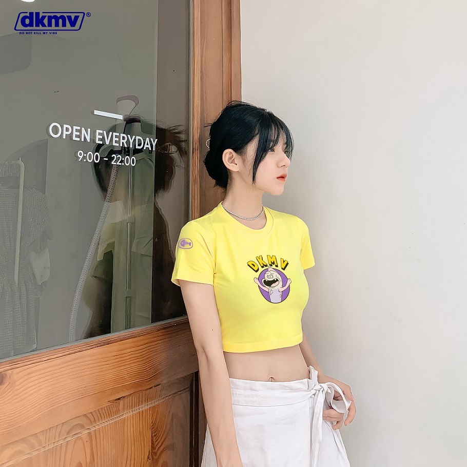 Áo croptop nữ ôm body màu vàng | DKMV Croptop Please-Yellow