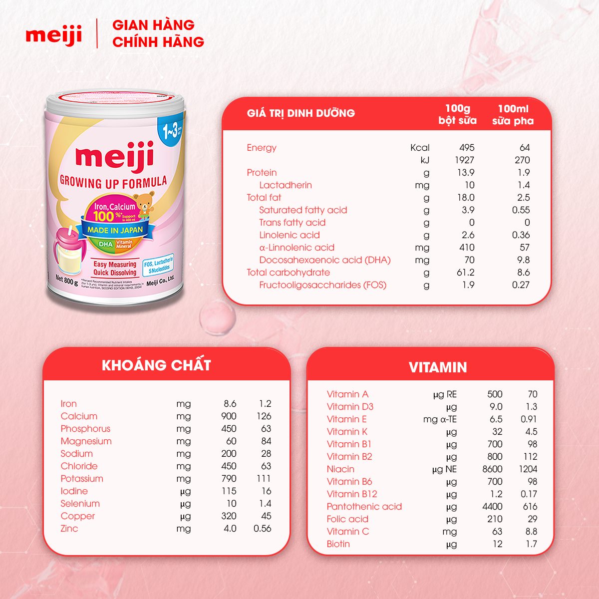 Combo 1 Hộp Sản Phẩm Dinh Dưỡng Công Thức Meiji Growing Up Formula EZcube 560g Và 1 Hộp Meiji Growing Up Formula 800g