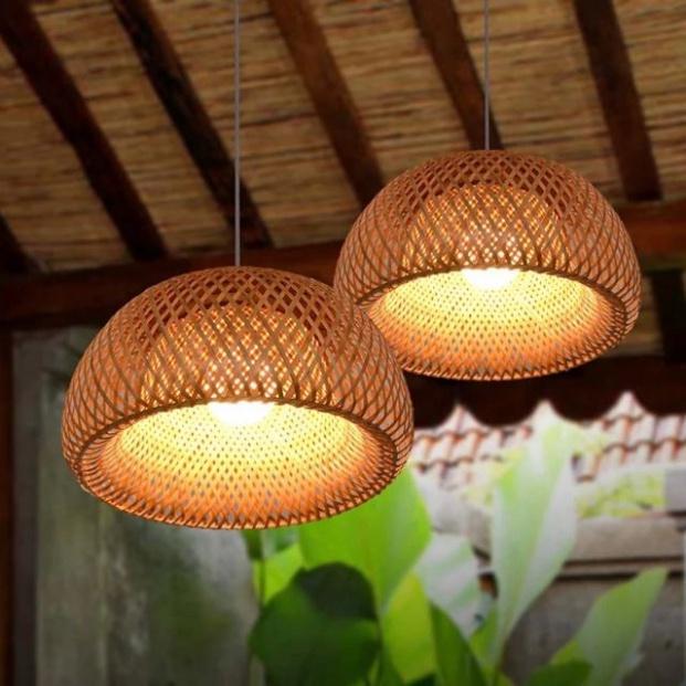 Đèn thả mây tre nan hai lớp hình tròn