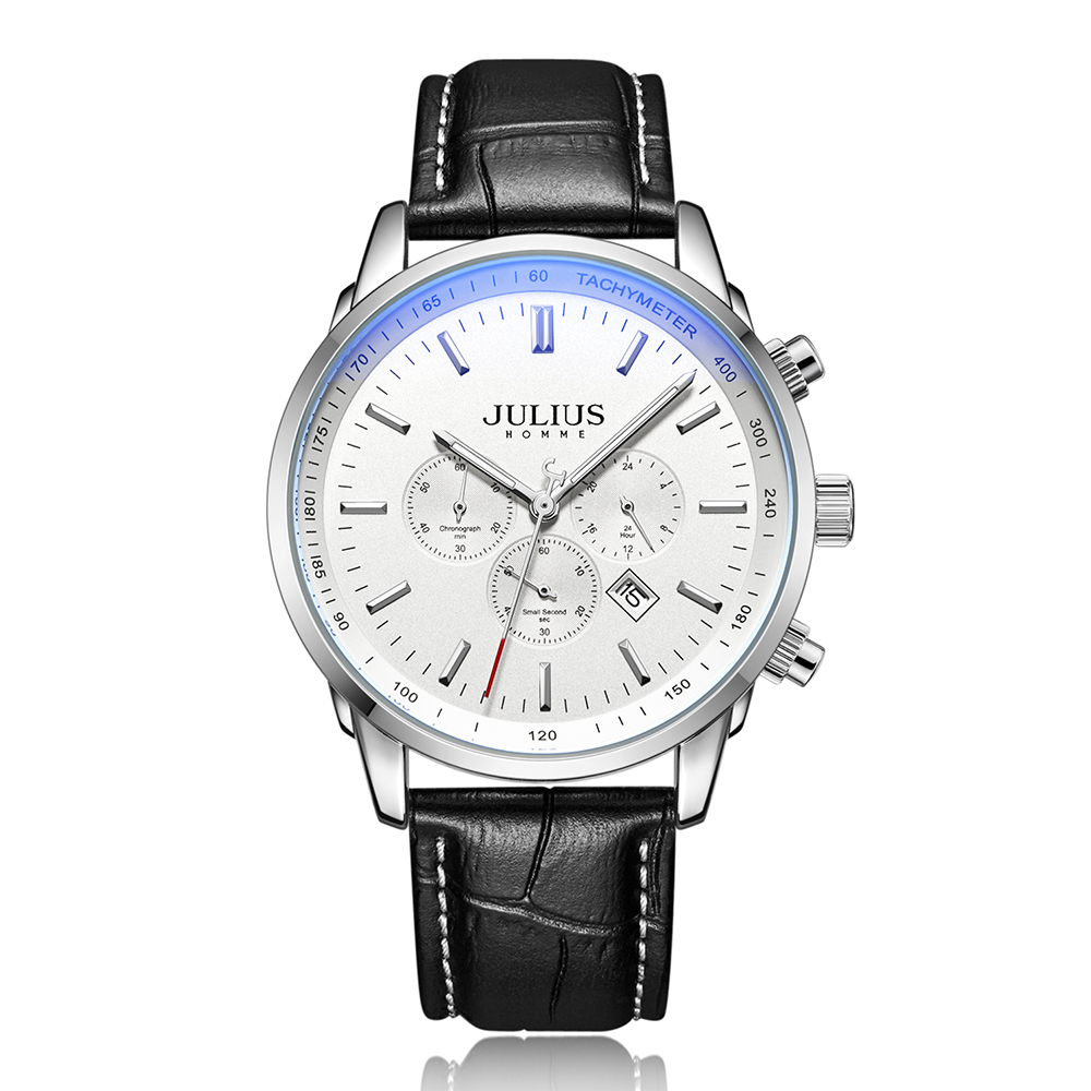 Đồng Hồ Nam JAH-133A chronograph Julius Hàn Quốc Dây Da