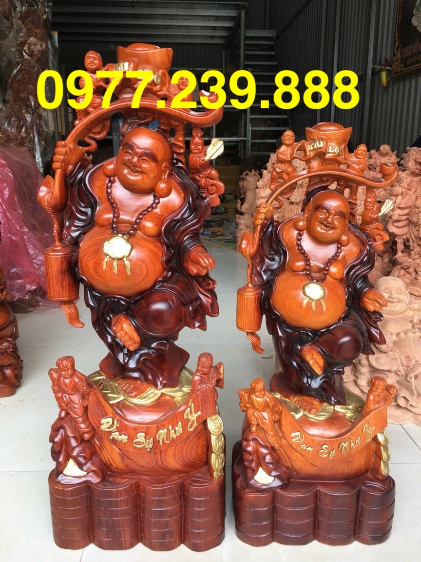 Tượng di lặc ngũ phúc gỗ hương 80cm