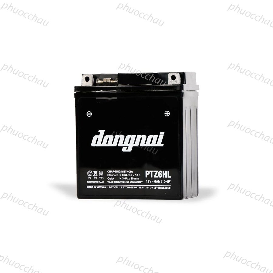 Ắc Quy Đồng Nai PTZ6HL 12V-6Ah cho xe máy Dream, Wave, Future, Sirius, Jupiter, Taurus, Mio