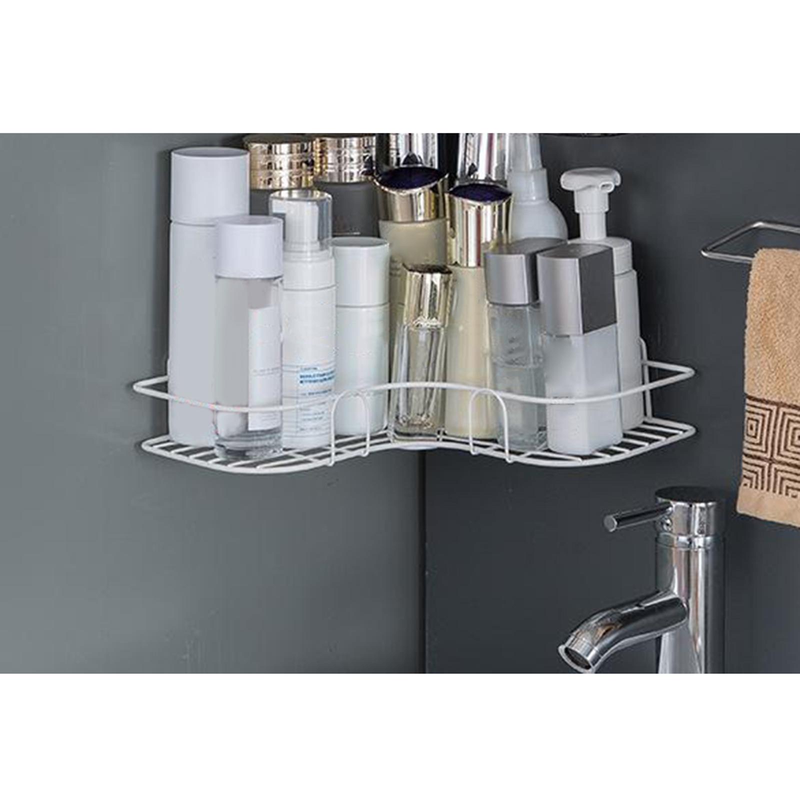Corner Shower Caddy, Wall Mounted Bathroom Shelf with Adhesive, Storage Organizer for Toilet, Dorm and Kitchen