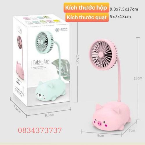 Quạt Mini để bàn hình chú Heo xinh xắn 2 Trong 1 vừa quạt vừa trang trí