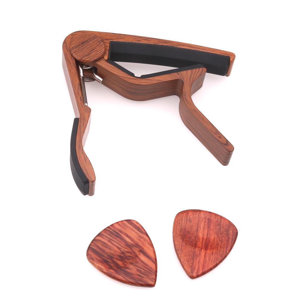 Quick Release Guitar Capo Key Clamp Trigger with 2pcs Picks Plectrums Set