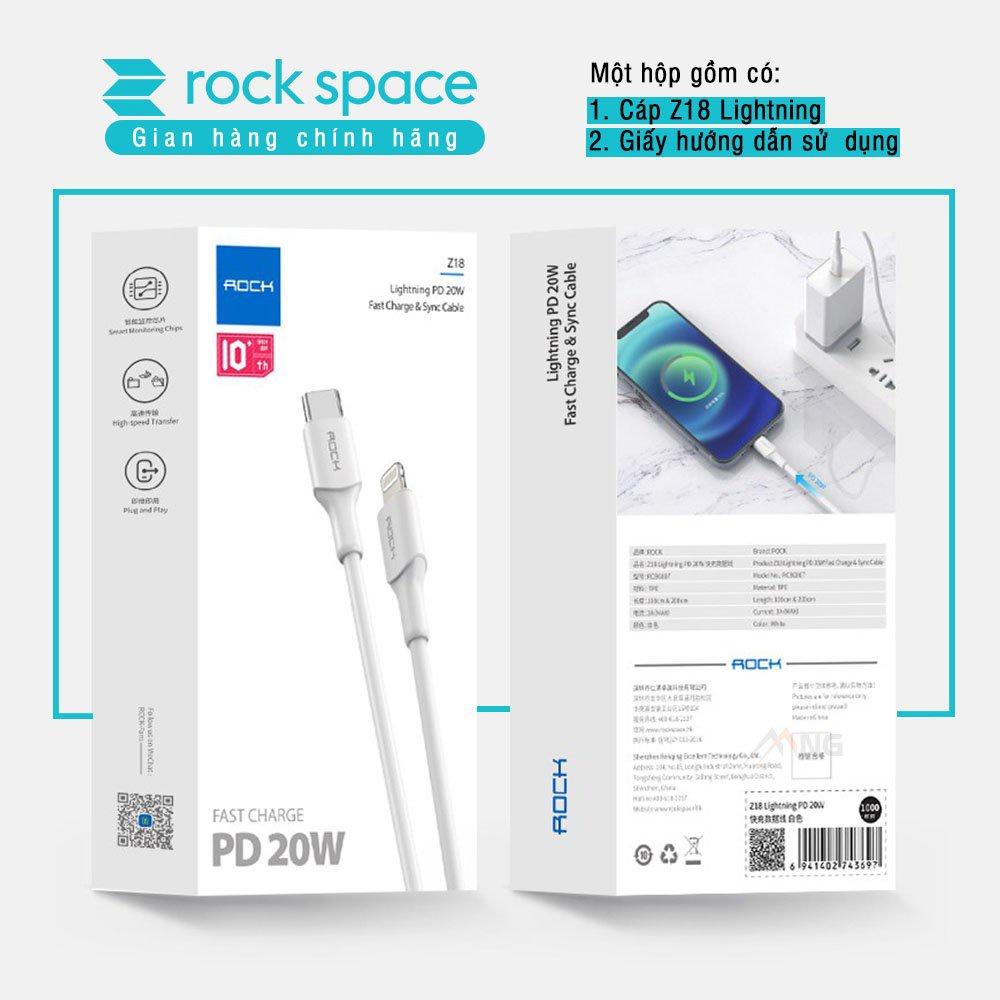 Dây cáp sạc nhanh Rockspace Z18 dành cho iphone, chuẩn PD 20W, ổn định, không nóng máy - Hàng chính hãng