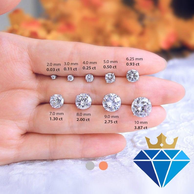 Bông tai kim cương nhân tạo Moissanite bạc 925 xi bạch kim sang trọng - Mẫu số 1