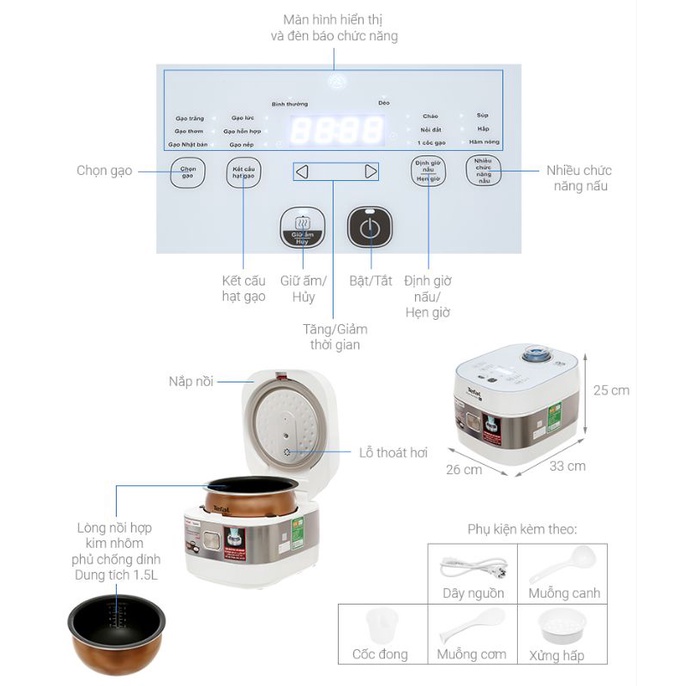 Nồi cơm điện tử cao tần Tefal RK762168 - Hàng chính hãng