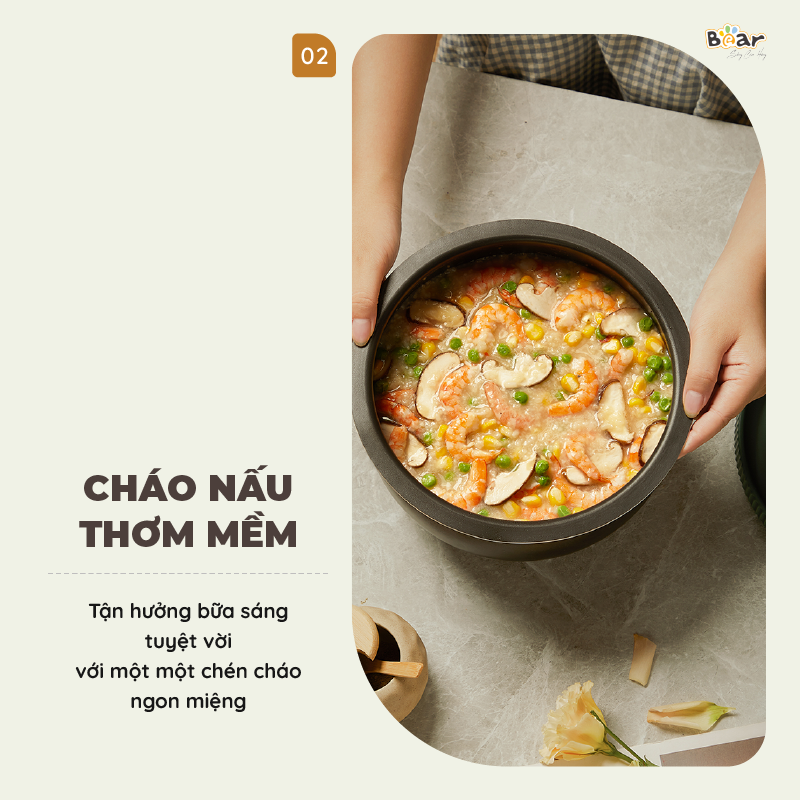 Nồi Cơm Điện Tử Bear 3L Lòng Nồi 5 Lớp Đa Năng Nấu Cơm Nấu Cháo Hầm Hấp Hâm Nóng Hẹn Giờ Lên Đến 12 Tiếng SB-NC30A - HÀNG CHÍNH HÃNG