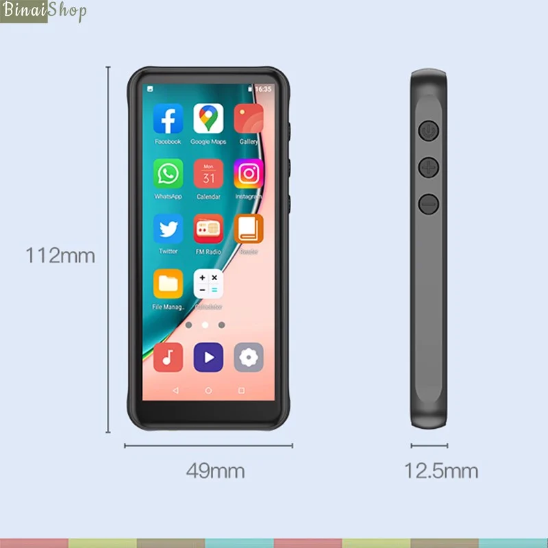 Ruizu Z80 - Máy Nghe Nhạc, Xem Phim MP4, Kết Nối Wifi, Bluetooth, Android 8.1, Màn Hình 4 Inch Full Cảm Ứng - Hàng chính hãng