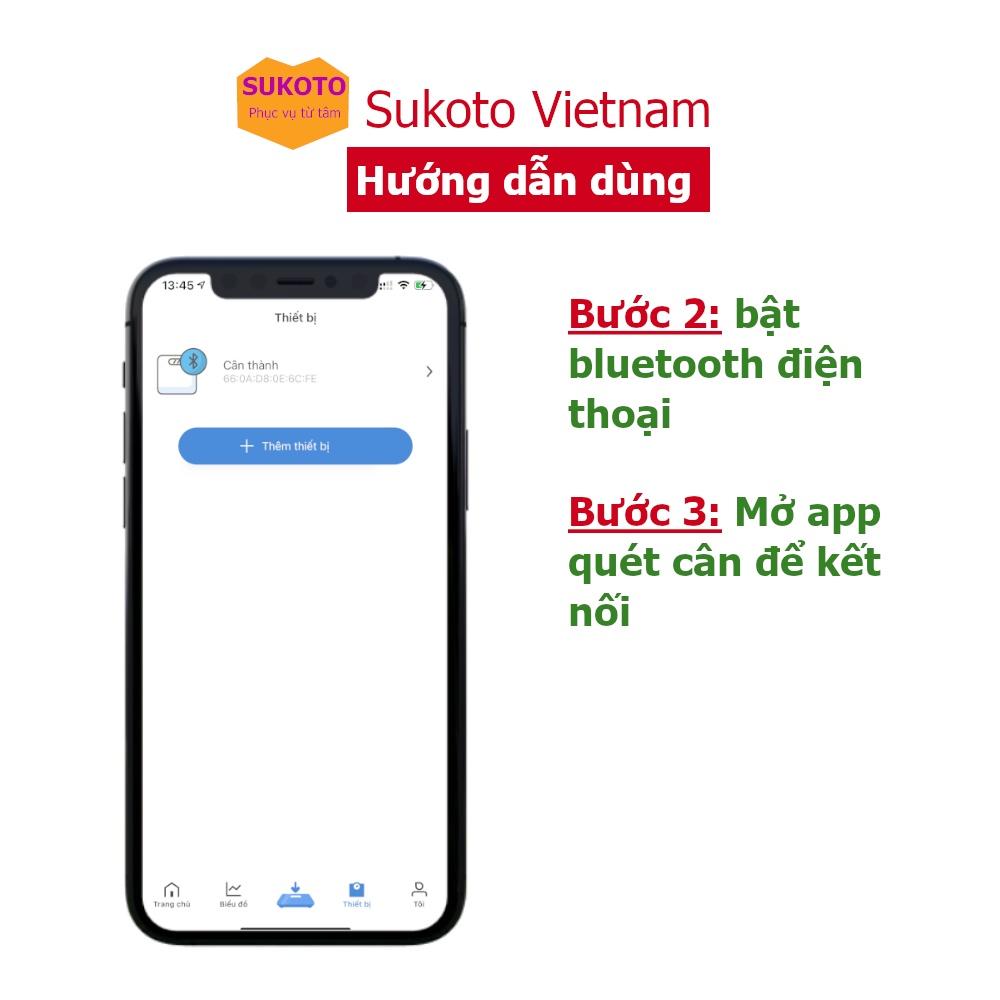 Cân điện tử đo mỡ máu, lượng cơ, tỉ lệ mỡ cơ thể kết nối app bluetooth, Tặng kèm thước dây