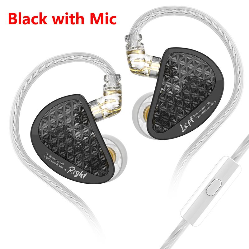 KZ AS16 Pro 16BA Tai nghe có dây Kim loại Phần ứng cân bằng 8BA Tai nghe nhét trong tai Tai nghe nhạc Hifi Bass Tai nghe chơi game thể thao có Mic Màu sắc: Đen MIC