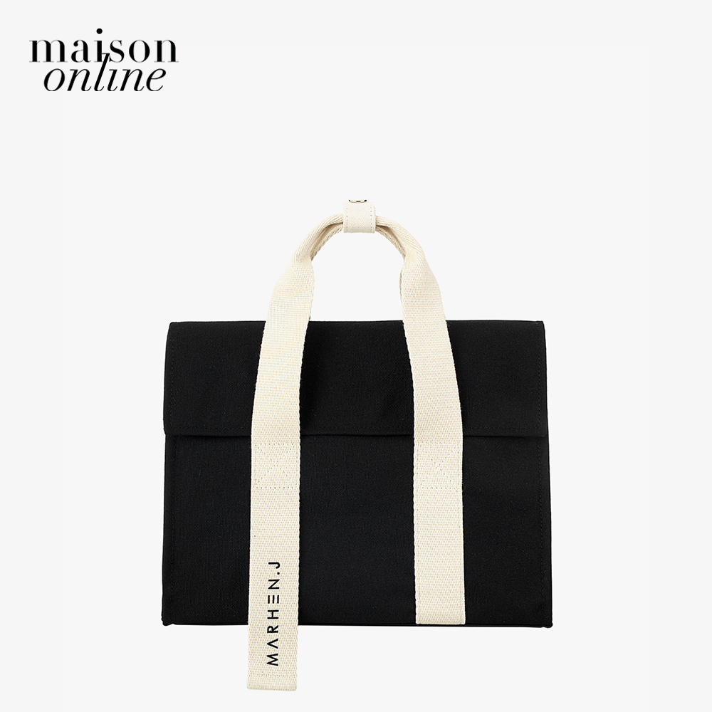 Marhen.J - Túi đeo vai chữ nhật nắp gập vải bố Roy Mini MJ19AROYMN-BK