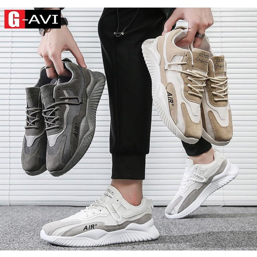 Giày sneaker thể thao vải lưới phối da, đế thông hơi thoáng mát, khử mùi đi cực êm chân AVi 395