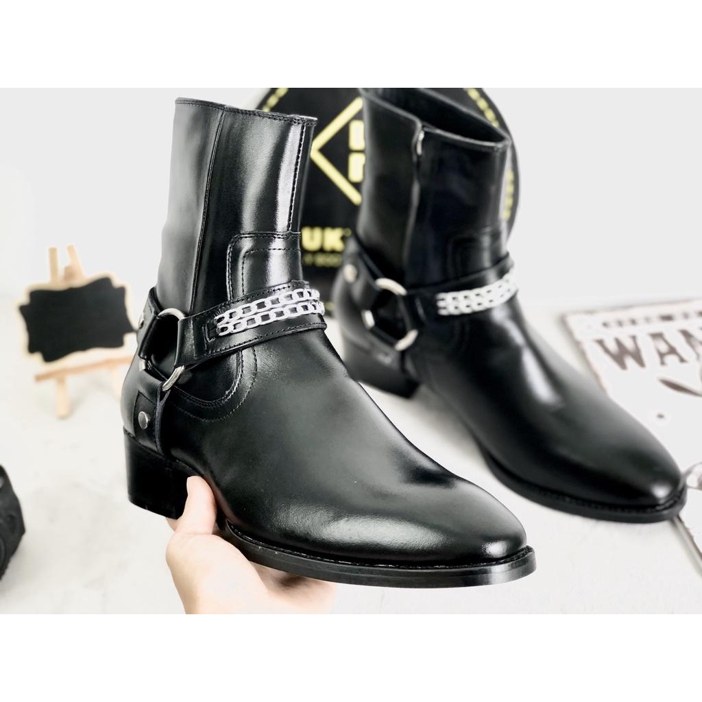 Harness Boot da bò đế phíp gỗ cao cấp tặng độn cao su, si đánh giày, tất, khăn ướt