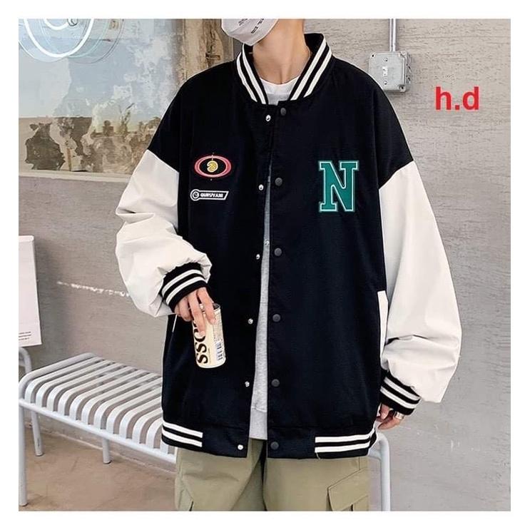 Áo bomber chữ N xanh HD6