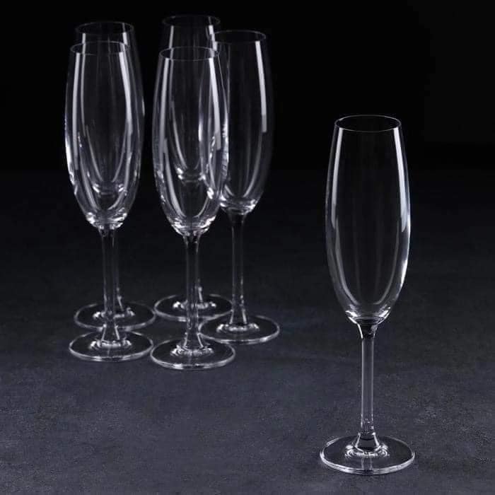 Set 6 Ly uống rượu vang trắng Bohemia Colibri 220 ml Champagne Flute 6pcs Hàng chính hãng