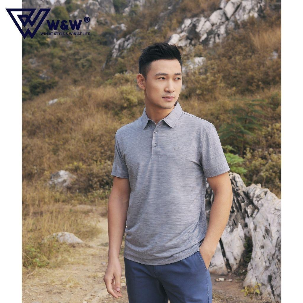 Áo Thun Polo Nam W&amp;W Dáng Regular Fit- Cổ Bẻ Đức Thiết Kế Ba Cúc Cài Ngắn Tay, Chất Liệu Thoáng Mát WPO75R