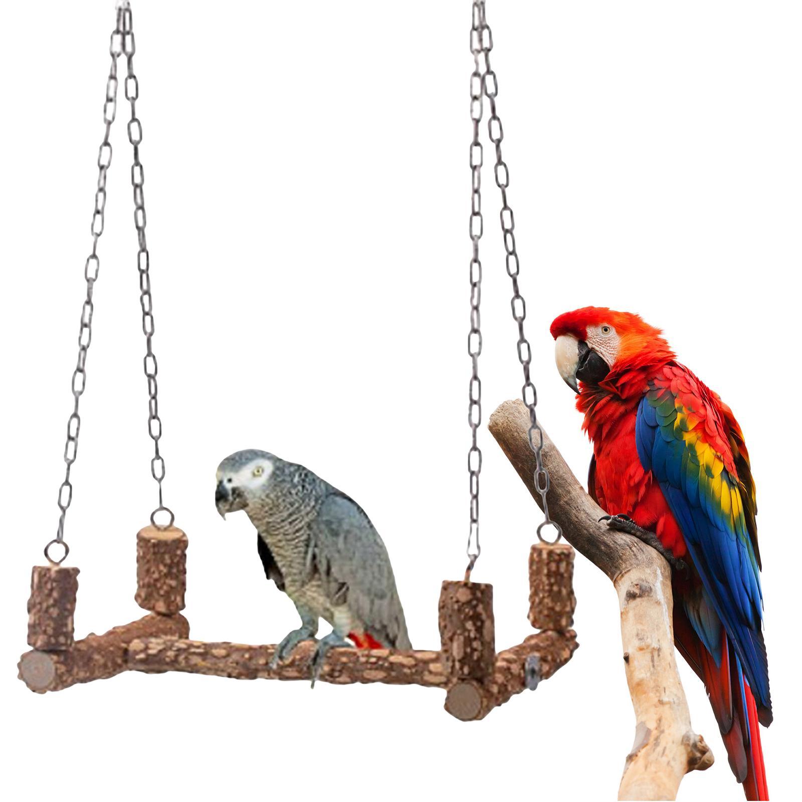 Parrots Wooden Stand Swing Cage Hanging Cockatiels Lovebird Perch Bird Toys