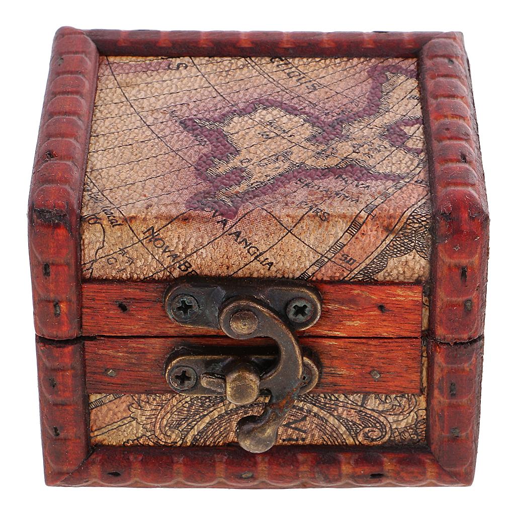 Vintage Metal Lock Jewelry Treasure Chest Case Wooden Box Storage Box Gift