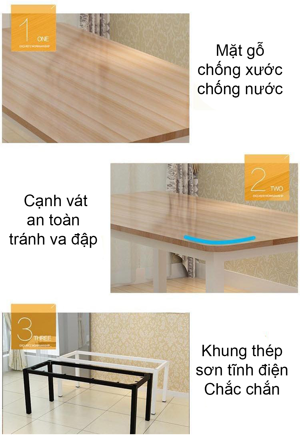 Bộ Bàn Ăn Khung Thép Mặt Bàn Gỗ 120x60 + 4 Ghế Tựa