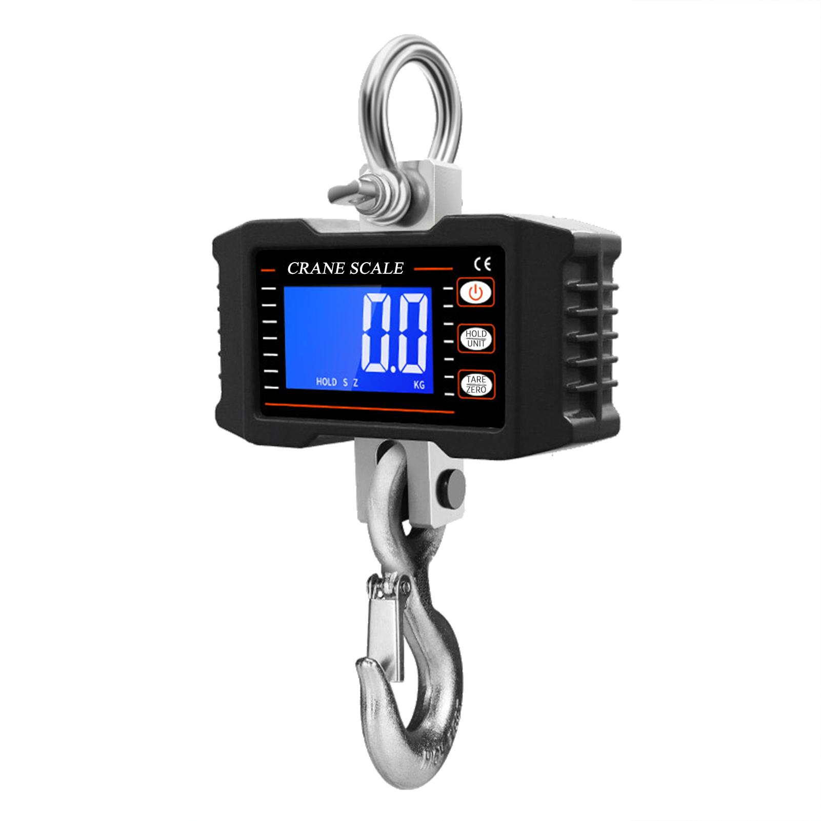 Digital Hanging Scale with Remote Control 1000kg/ 2204lbs Portable Heavy Duty Crane Scale LCD Backlight Industrial Hook Scales Unit Change/ Data Hold/ Tare/ Zero for Construction Site Travel Market Fishing Outdoor Work