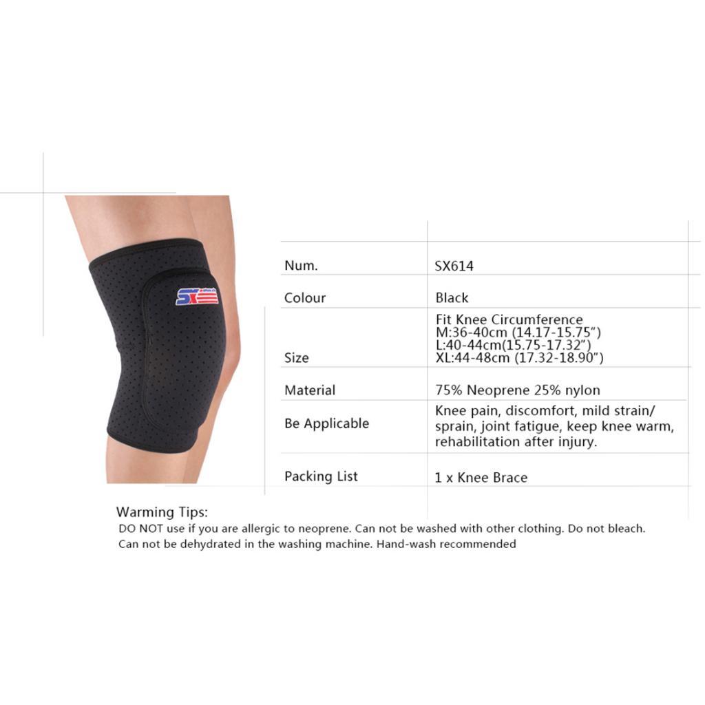 Black Knee Brace Compression Sleeve Patella Protector Pad Support Wrap