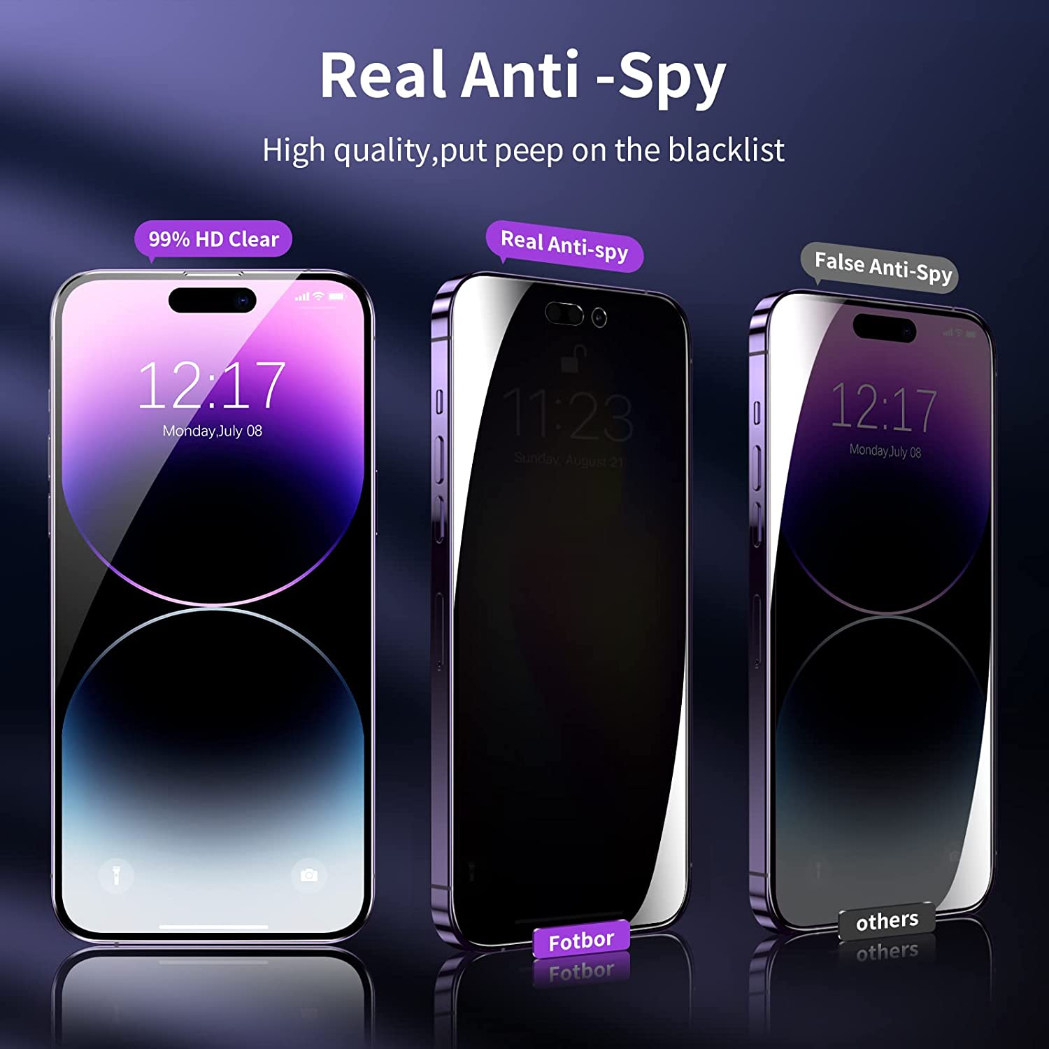 Bộ 2 miếng dán kính cường lực chống nhìn trộm full 3D cho iPhone 14 Pro hiệu Baseus Privacy Protector mỏng 0.3mm, vát cạnh 2.5D, độ cứng 9H - hàng nhập khẩu