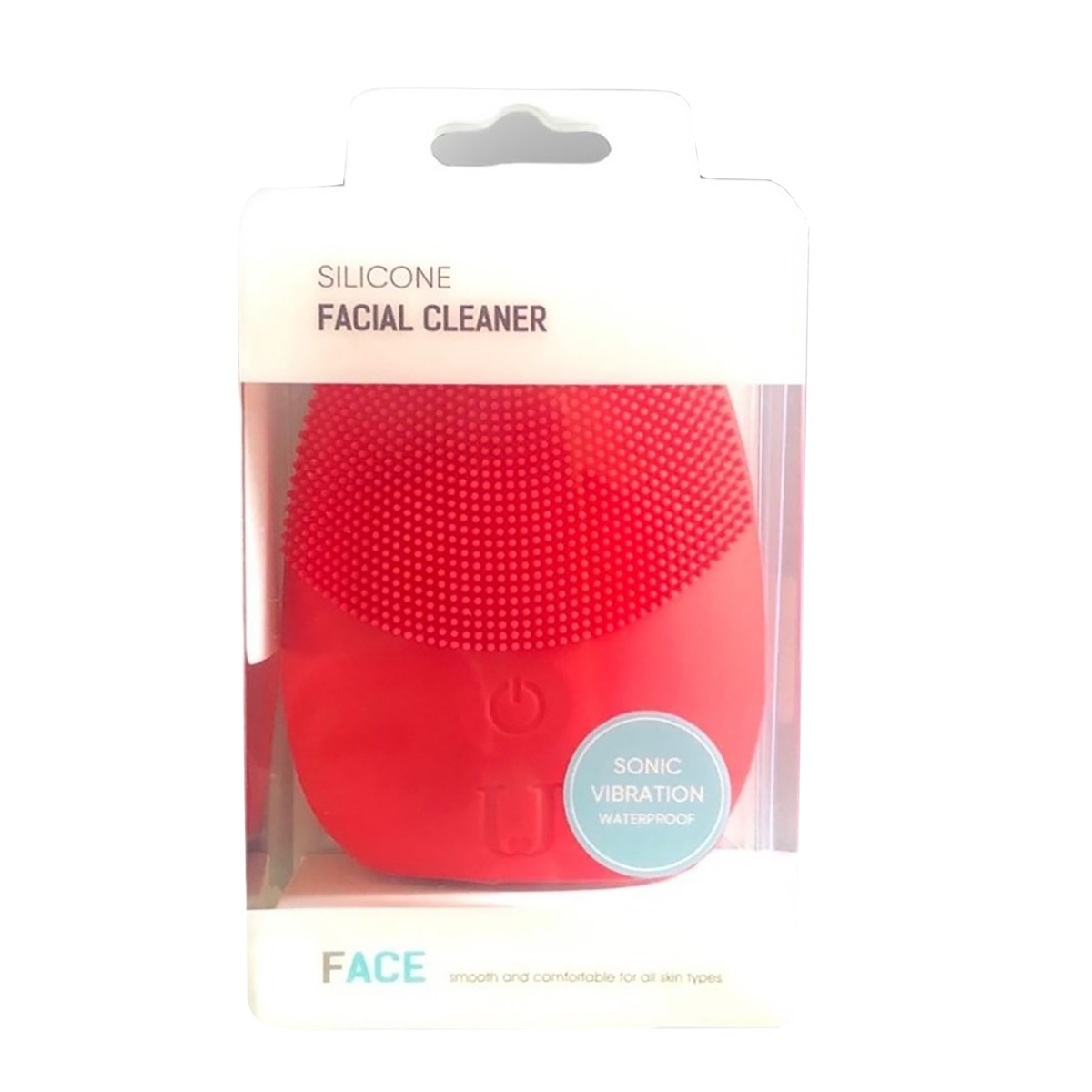 Máy rửa mặt silicone chạy pin MINISO SILICONE FACIAL CLEANER kết hợp làm sạch sâu và mát xa thư giãn nhờ sóng âm (đỏ) chính hãng - MNS071