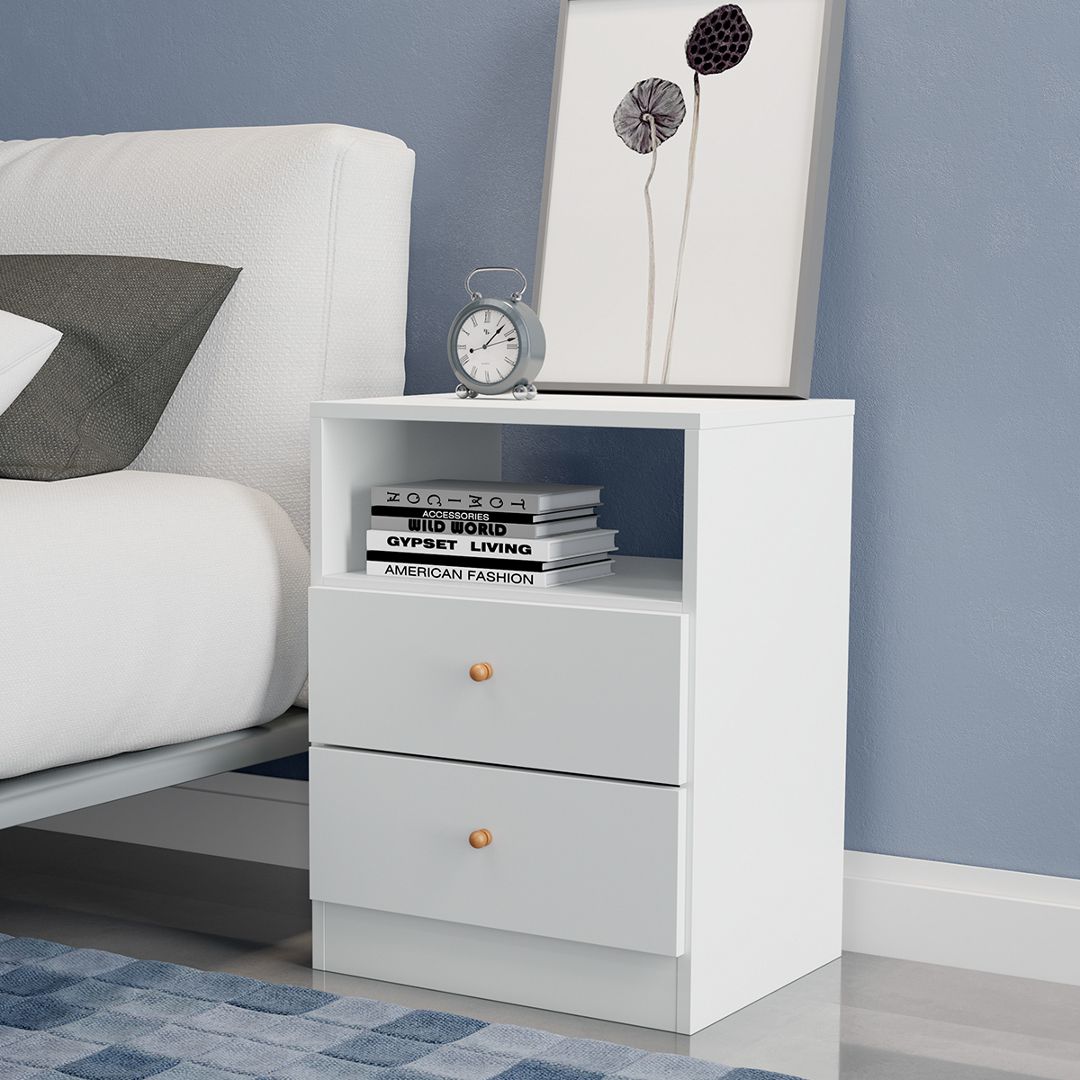 Kệ gỗ đầu giường hiện đại SMLIFE Nilachal | Gỗ MDF dày 17mm chống ẩm | D45xR35xC60cm