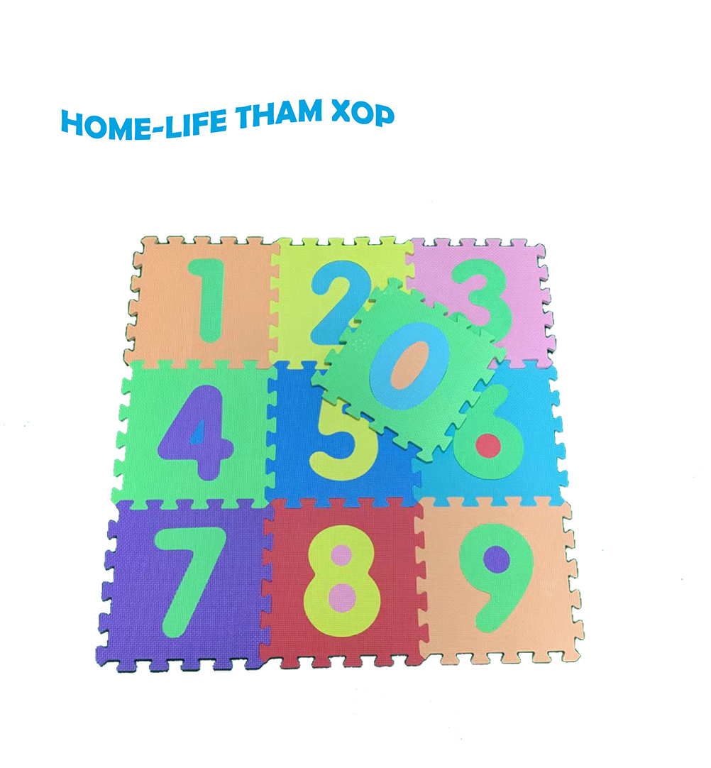 Thảm Xốp Ghép Hình Cho Bé (số đếm 0-9) kích thước (30x30x1.0cm)  10 tam